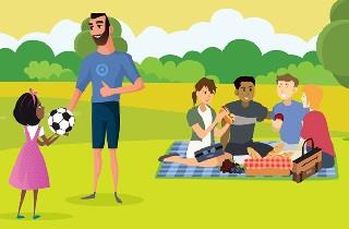 Graphic of friends enjoying a picnic